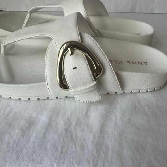 NIB Anne Klien Flex Dainty Flip Flop Thong 11 White Gold Adjustable‎ Buckle - Picture 6 of 8